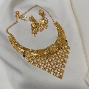 New Elegant Gold plated Necklace and Earring Set wedding party #796